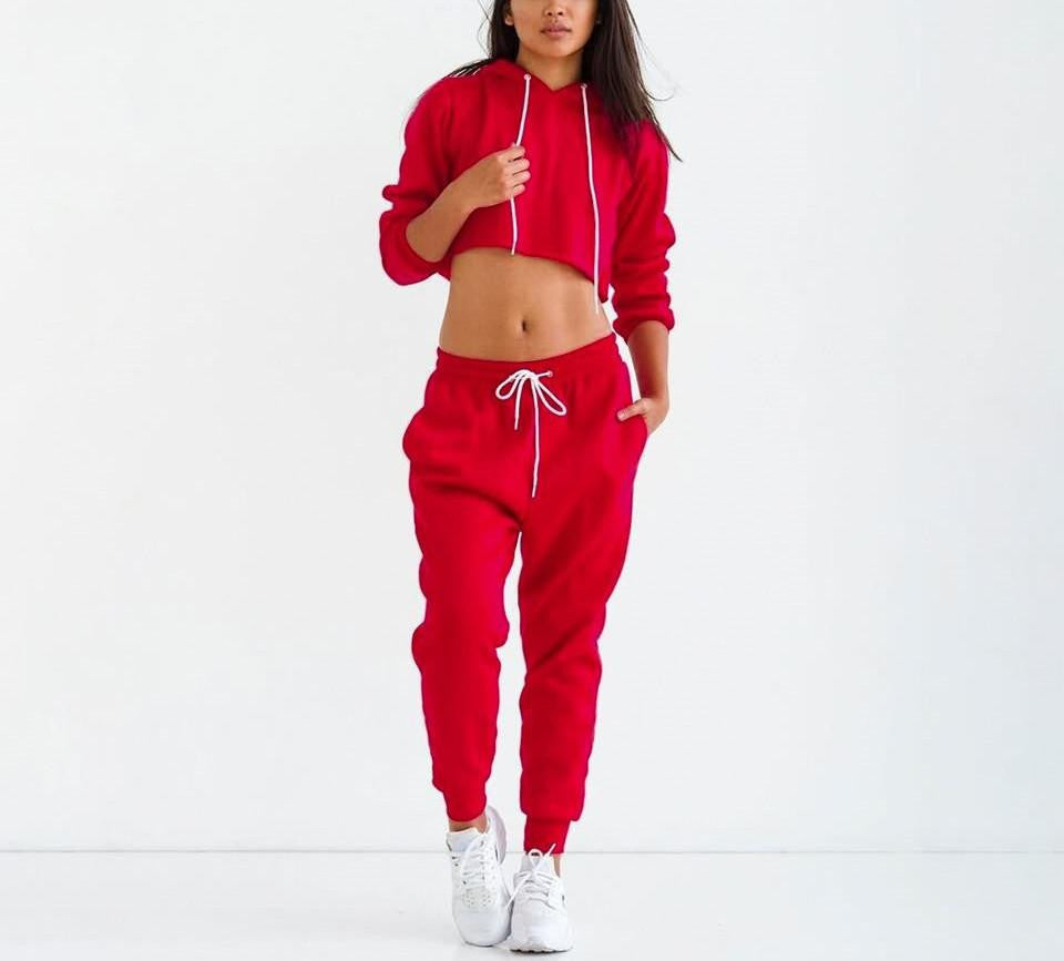 Women Club Jumpsuit romper 2 Piece Set Crop Top Long Sleeve Playsuit Loose bodycon Jumpsuit Red Black Bodysuit
