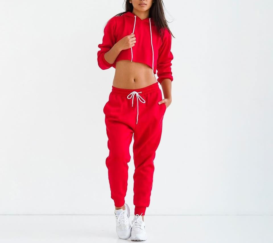 Women Club Jumpsuit romper 2 Piece Set Crop Top Long Sleeve Playsuit Loose bodycon Jumpsuit Red Black Bodysuit