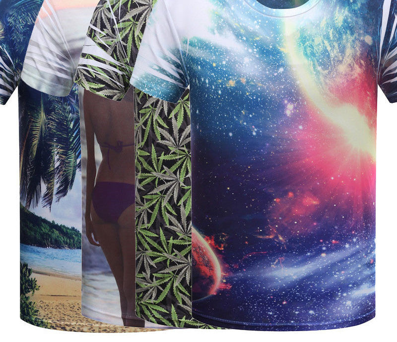 3D Computer Printing T-Shirt Men's T Shirt short sleeve O Neck Printed Shirts Fashion Knitted Tops Tees TX84-An-R1