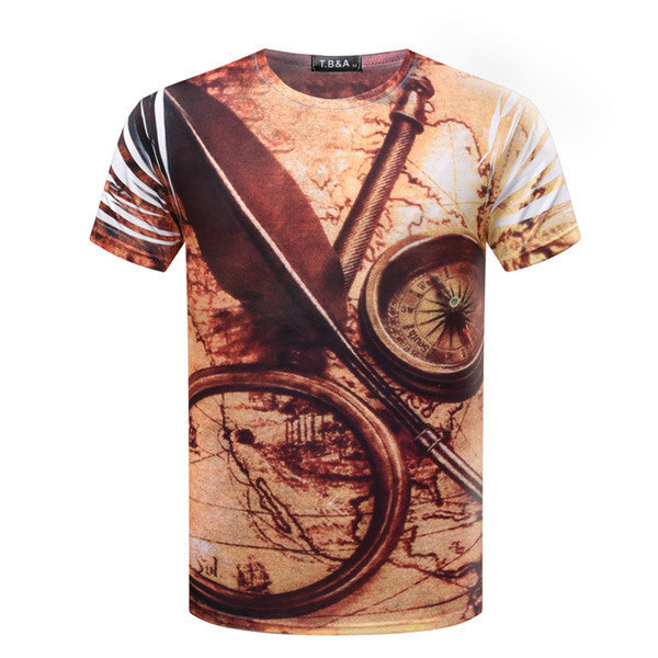 3D Computer Printing T-Shirt Men's T Shirt short sleeve O Neck Printed Shirts Fashion Knitted Tops Tees TX84-An-R1