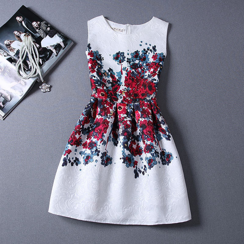 Online discount shop Australia - Black Sleeveless Print Party Dresses Ladies Vintage Style sundress female