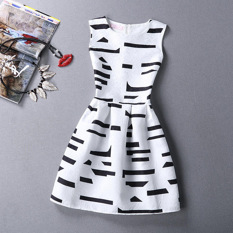 Online discount shop Australia - Black Sleeveless Print Party Dresses Ladies Vintage Style sundress female