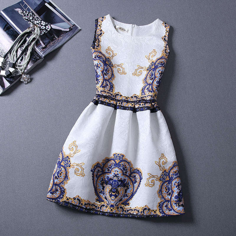 Online discount shop Australia - Black Sleeveless Print Party Dresses Ladies Vintage Style sundress female