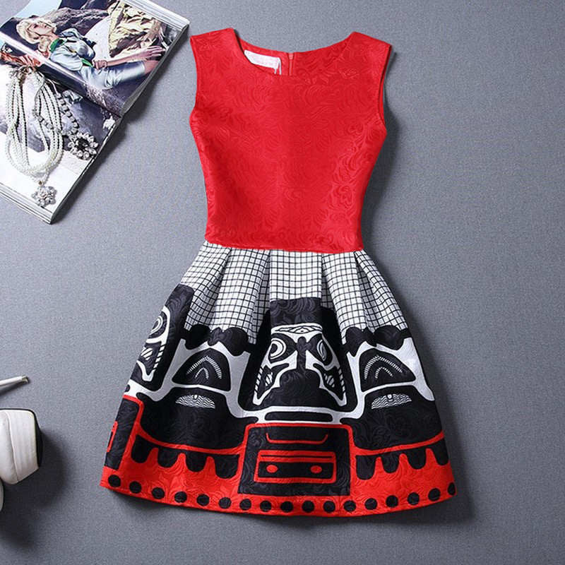 Online discount shop Australia - Black Sleeveless Print Party Dresses Ladies Vintage Style sundress female