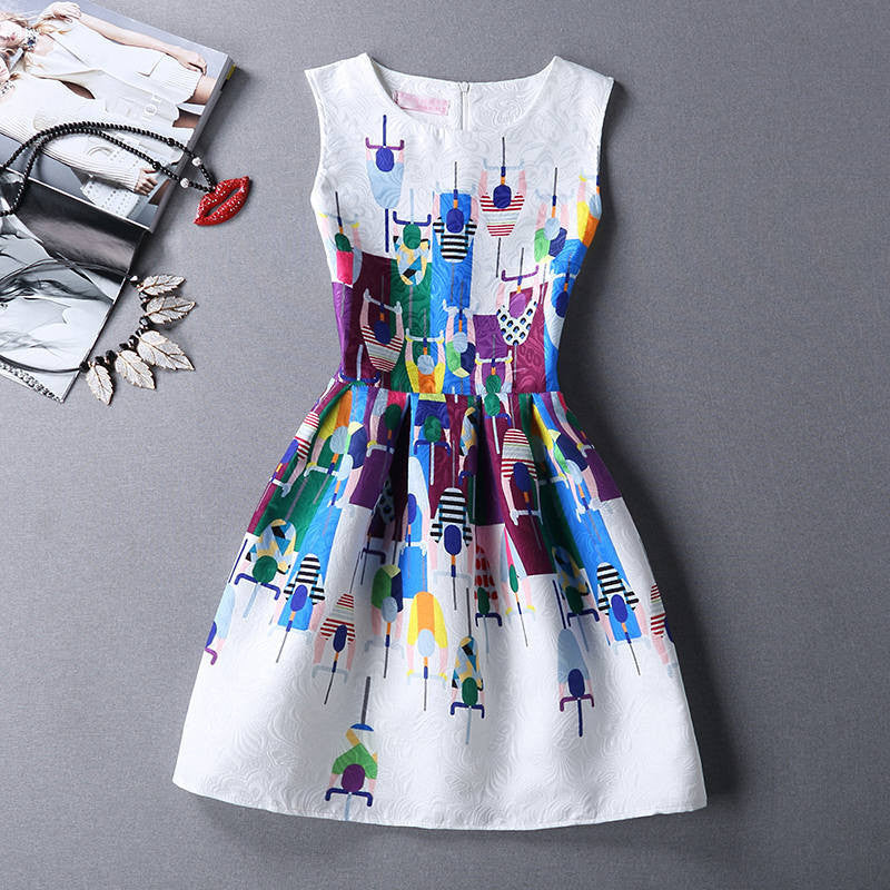 Online discount shop Australia - Black Sleeveless Print Party Dresses Ladies Vintage Style sundress female