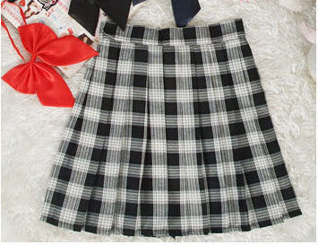 Online discount shop Australia - Midi Pleated Women Skirts High Waist Red A-Line Short Skirts Uniforms School Tartan Plaid Skirt Saias