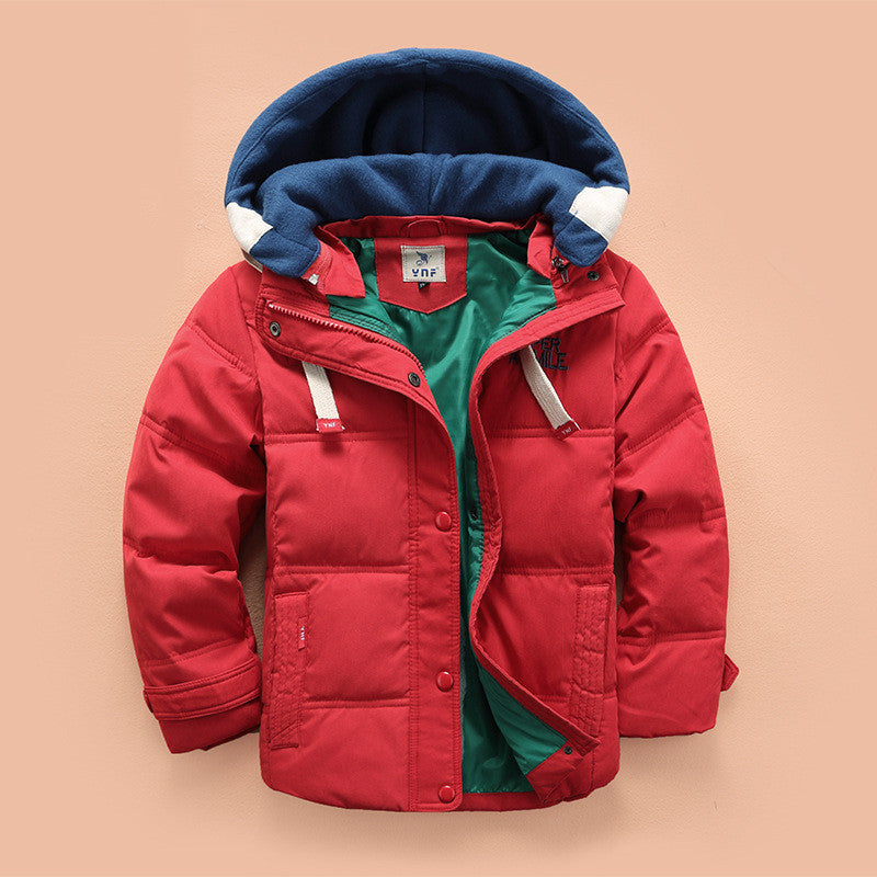 Online discount shop Australia - Children Down & Parkas 4-10T kids outerwear boys casual warm hooded jacket for boys solid boys warm coats