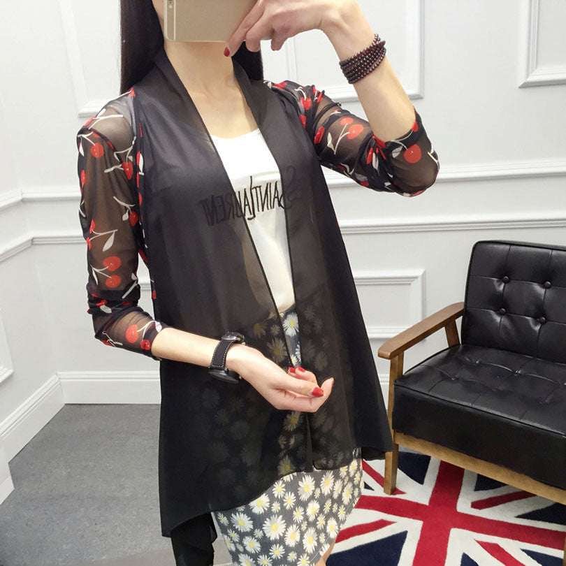 Online discount shop Australia - Long Chiffon Ladies Shirts Women's Cardigan Air Conditioning Female Blouses Jackets