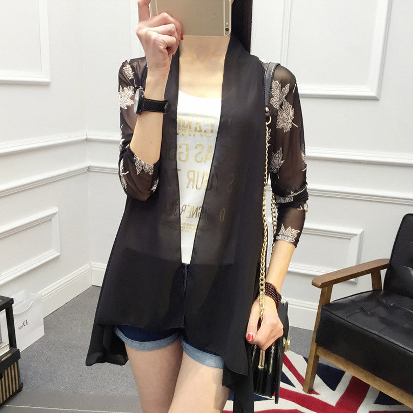 Online discount shop Australia - Long Chiffon Ladies Shirts Women's Cardigan Air Conditioning Female Blouses Jackets