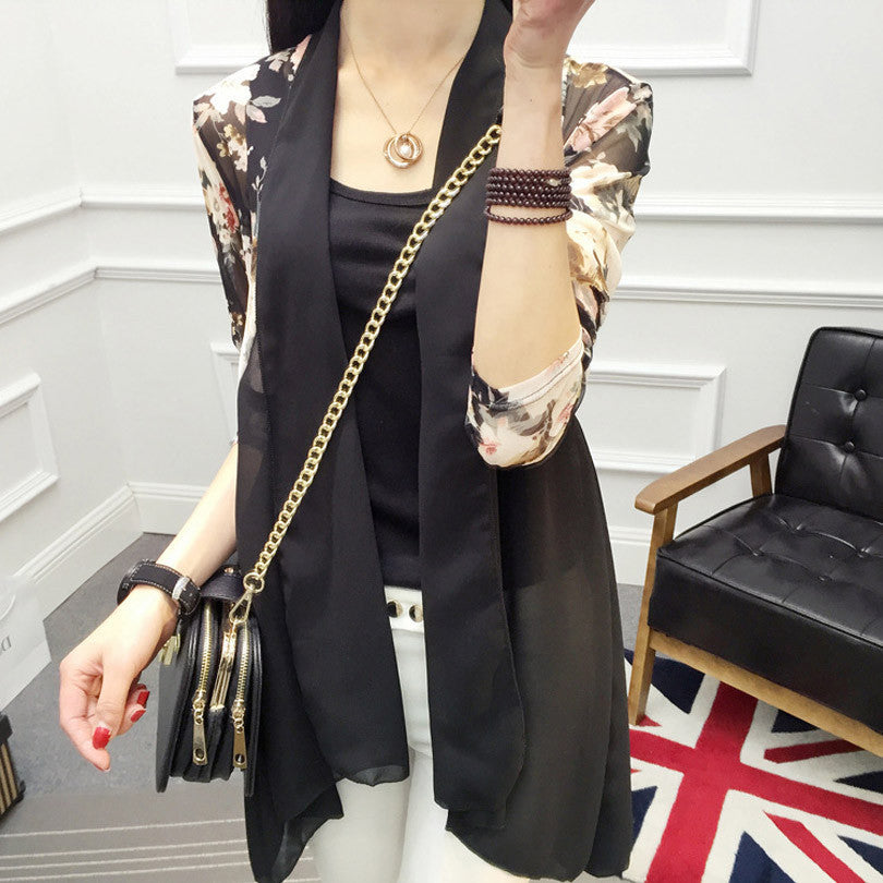 Online discount shop Australia - Long Chiffon Ladies Shirts Women's Cardigan Air Conditioning Female Blouses Jackets