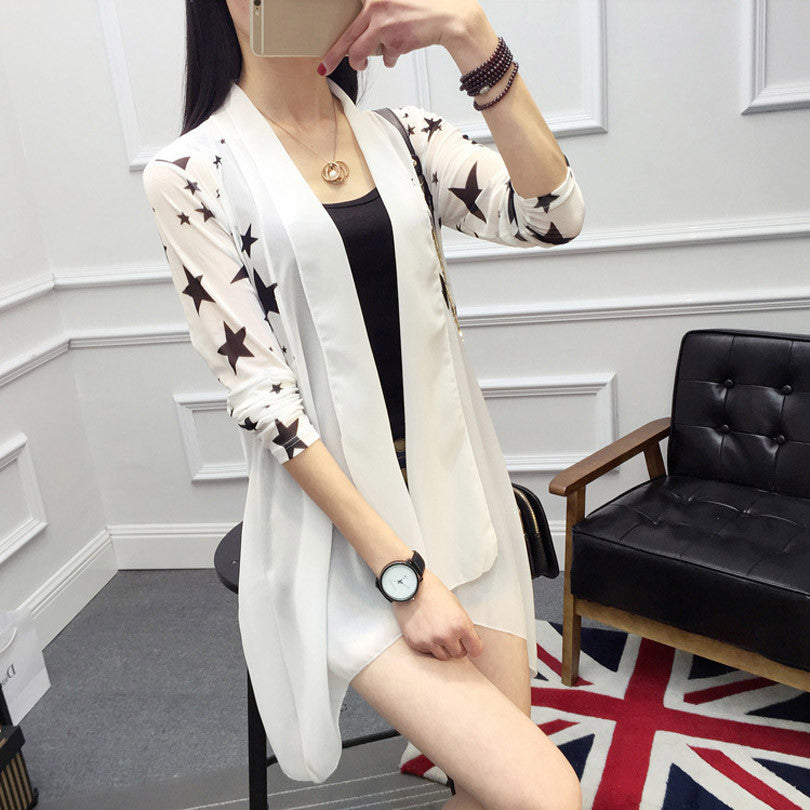 Online discount shop Australia - Long Chiffon Ladies Shirts Women's Cardigan Air Conditioning Female Blouses Jackets