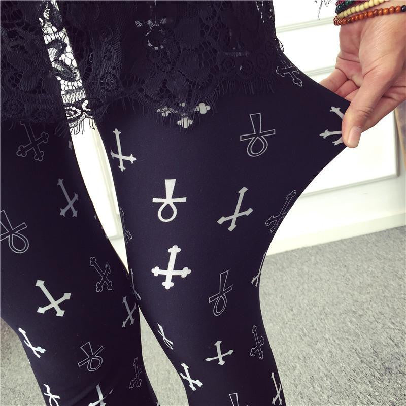 Women's BRUSHED Cross Plum Flowers Multicolor High Elastic Leggings Pants Female Workout Legging Trousers Women