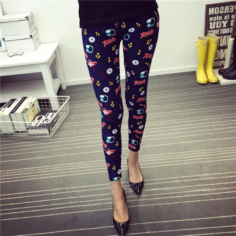 Women's BRUSHED Cross Plum Flowers Multicolor High Elastic Leggings Pants Female Workout Legging Trousers Women