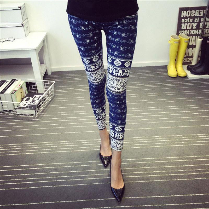 Women's BRUSHED Cross Plum Flowers Multicolor High Elastic Leggings Pants Female Workout Legging Trousers Women