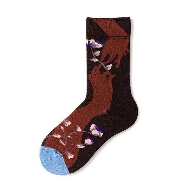 New Fashion Unisex Creative Harajuku Funny Socks Art Abstract Oil Painting Socks French Style Women Men Divertidos Crew Sokken