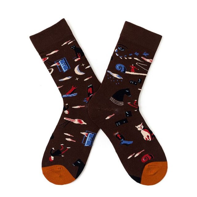 New Fashion Unisex Creative Harajuku Funny Socks Art Abstract Oil Painting Socks French Style Women Men Divertidos Crew Sokken