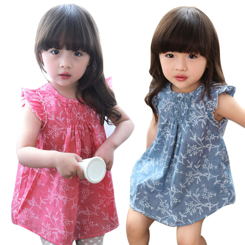 Online discount shop Australia - Beautiful girl's dress Kids Baby Girl Floral Sleeveless Princess Dress Vest Shirt Clothes Cotton Blended costumes