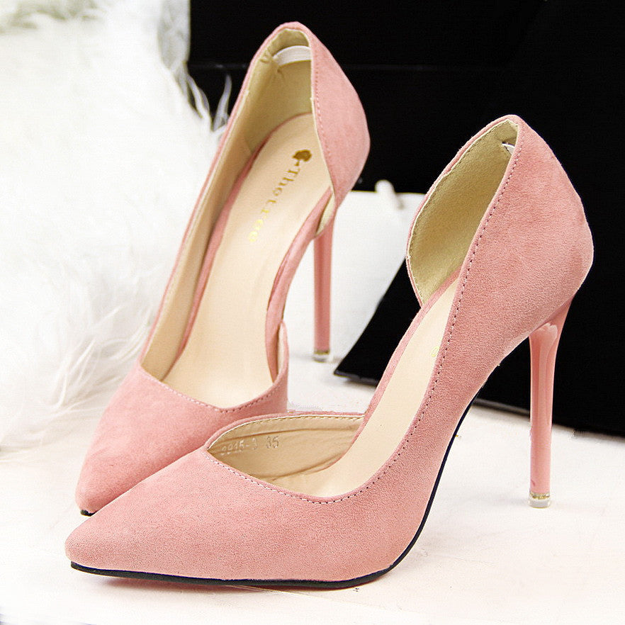 Women Pumps Fashion High Heels Shoes Women Pointed Toe Thin Heel Ladies Wedding Shoes Black Pink