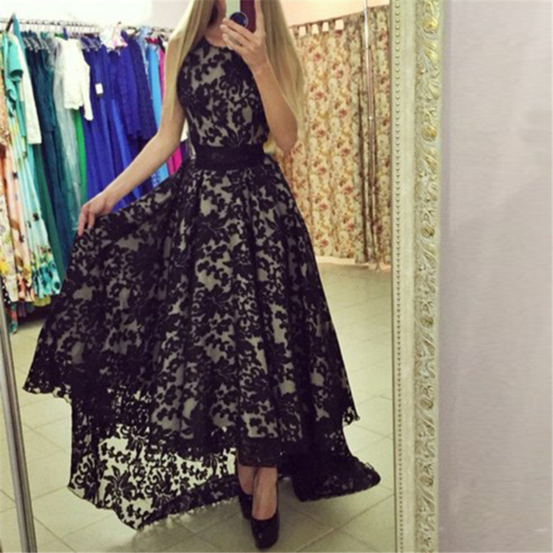 Black And White Dress Women Sleeveless Prom Ball Party Dresses Long Maxi Lace Dress