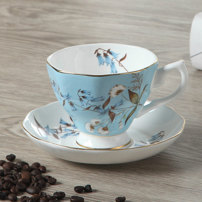 Noble Luxury Bone Coffee Cup And Saucer Spoon Set Ceramic Mug 200ml Advanced Porcelain Tea Cup Tray For Gift Cafe Party