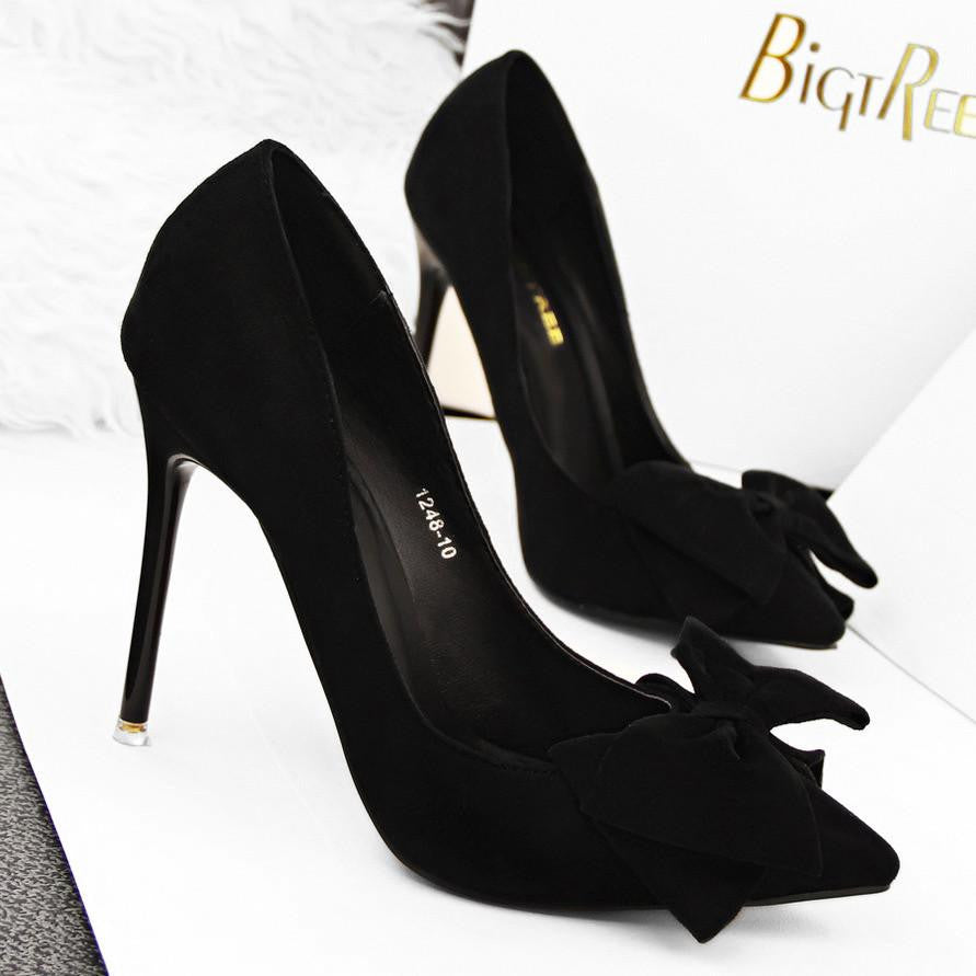 Women Pumps Brand Women Shoes High Heels Bow Pointed Toe High Heels Ladies Shoes Red