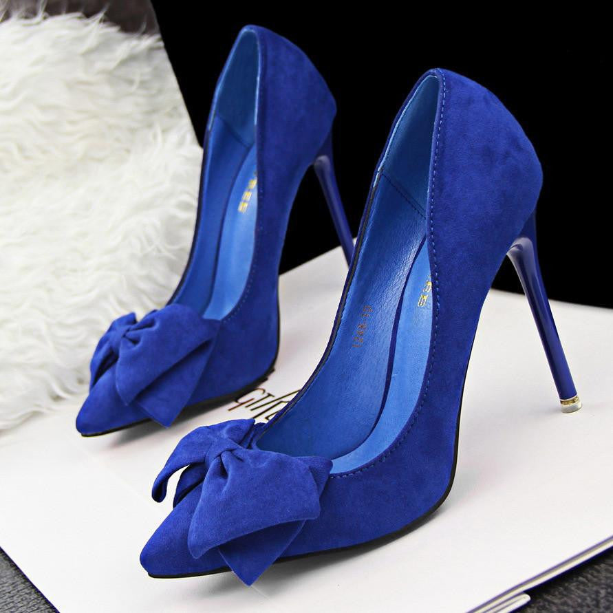 Women Pumps Brand Women Shoes High Heels Bow Pointed Toe High Heels Ladies Shoes Red