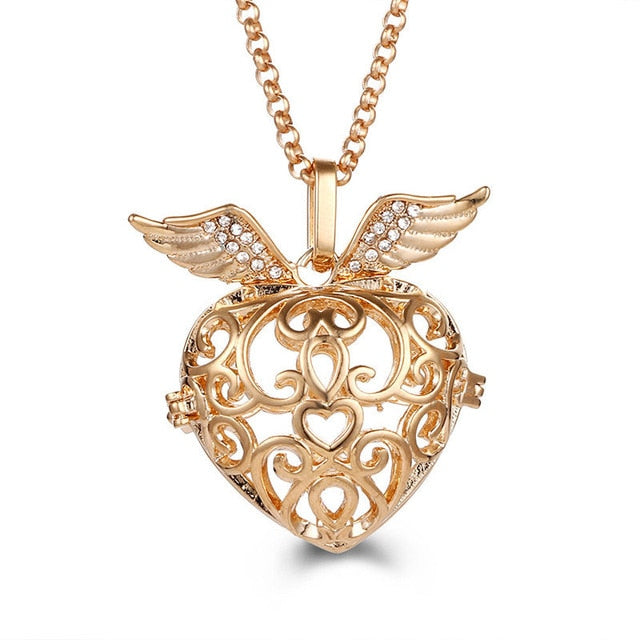 Mexico Chime Music Angel Ball Caller Locket Necklace Vintage Pregnancy Necklace Aromatherapy Essential Oil Diffuser Accessories