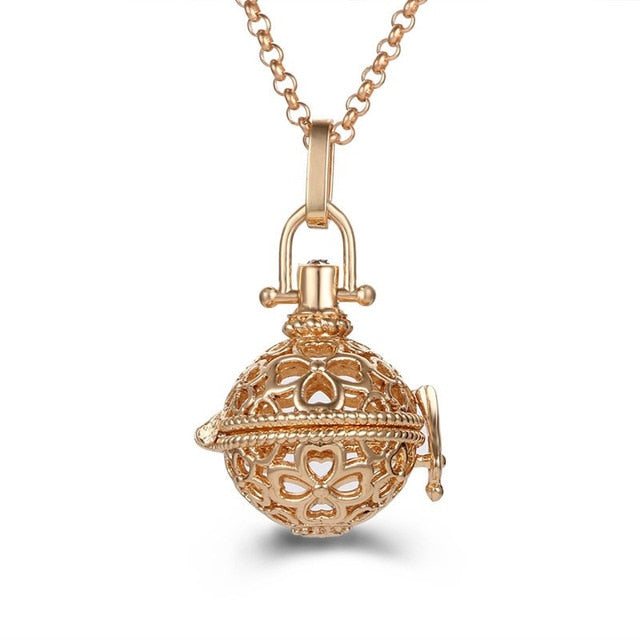 Mexico Chime Music Angel Ball Caller Locket Necklace Vintage Pregnancy Necklace Aromatherapy Essential Oil Diffuser Accessories