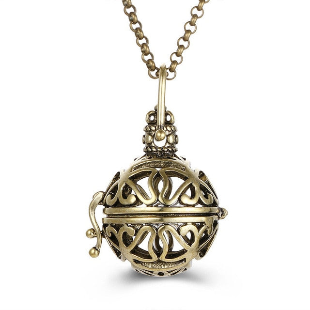 Mexico Chime Music Angel Ball Caller Locket Necklace Vintage Pregnancy Necklace Aromatherapy Essential Oil Diffuser Accessories