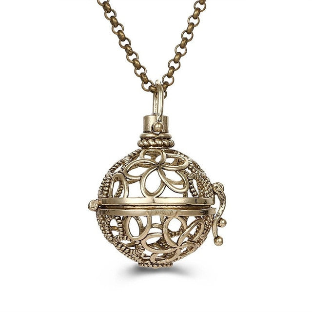 Mexico Chime Music Angel Ball Caller Locket Necklace Vintage Pregnancy Necklace Aromatherapy Essential Oil Diffuser Accessories