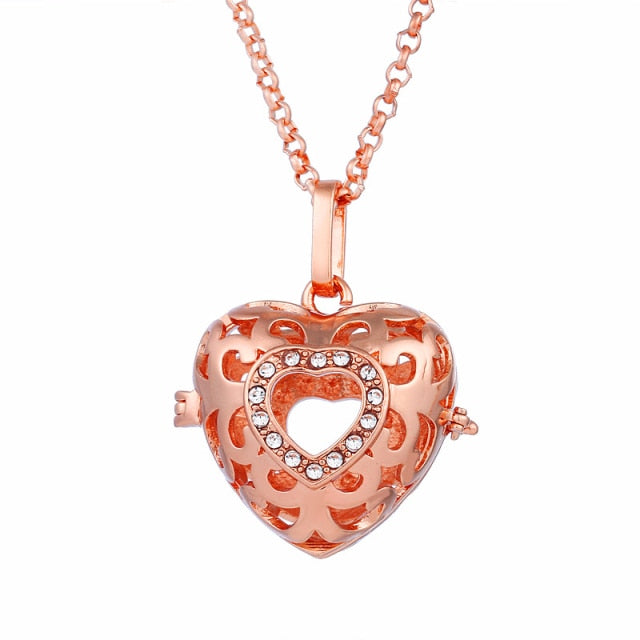 Mexico Chime Music Angel Ball Caller Locket Necklace Vintage Pregnancy Necklace Aromatherapy Essential Oil Diffuser Accessories