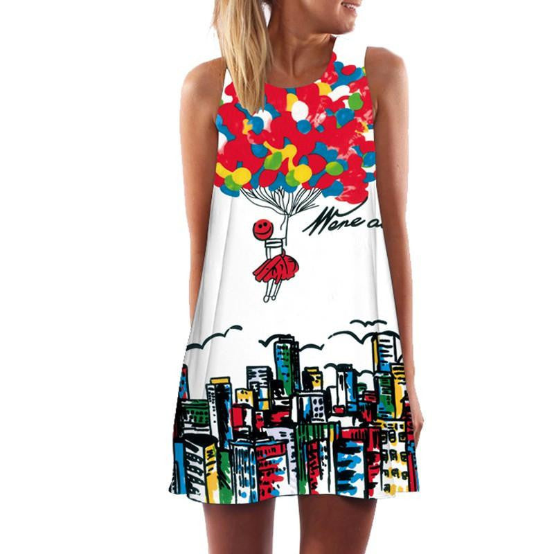 Women Dress 3D Print Vintage Hippie Summer Beach Dress Dashiki Loose Plus Size Women Clothing