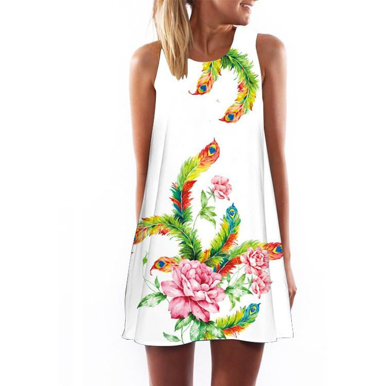 Women Dress 3D Print Vintage Hippie Summer Beach Dress Dashiki Loose Plus Size Women Clothing