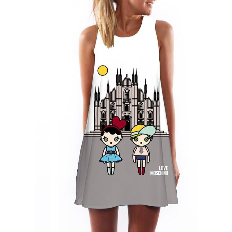 Women Dress 3D Print Vintage Hippie Summer Beach Dress Dashiki Loose Plus Size Women Clothing