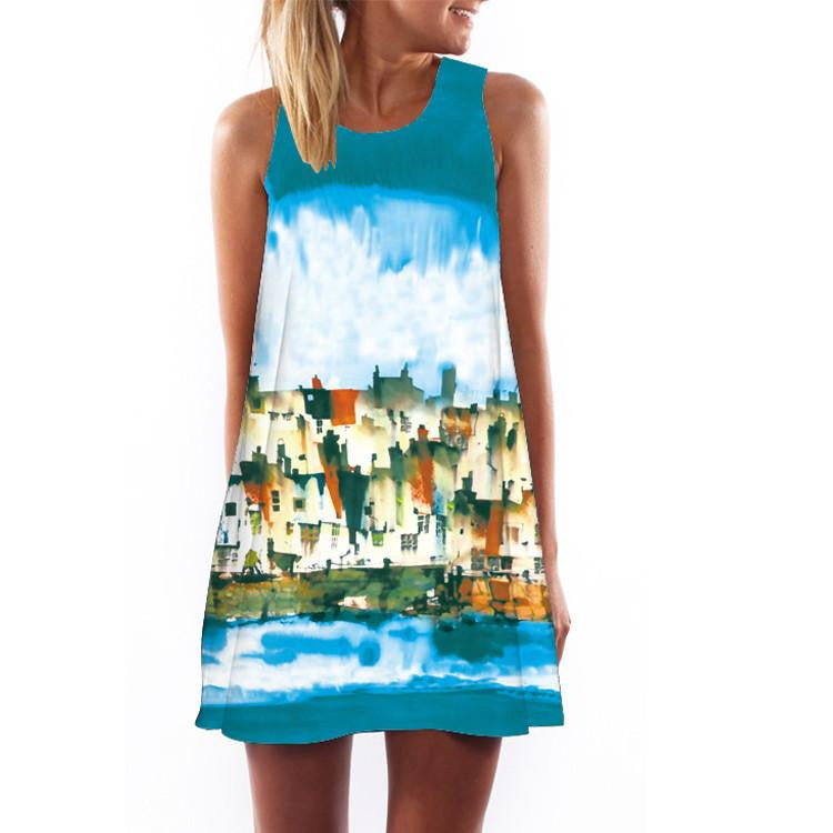 Women Dress 3D Print Vintage Hippie Summer Beach Dress Dashiki Loose Plus Size Women Clothing