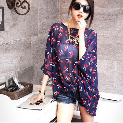 Online discount shop Australia - Chiffon Shirts 6XL Plus Size Women Clothing  Novelty Plaid Print  Blouses Batwing Sleeve Women's Casual Tops