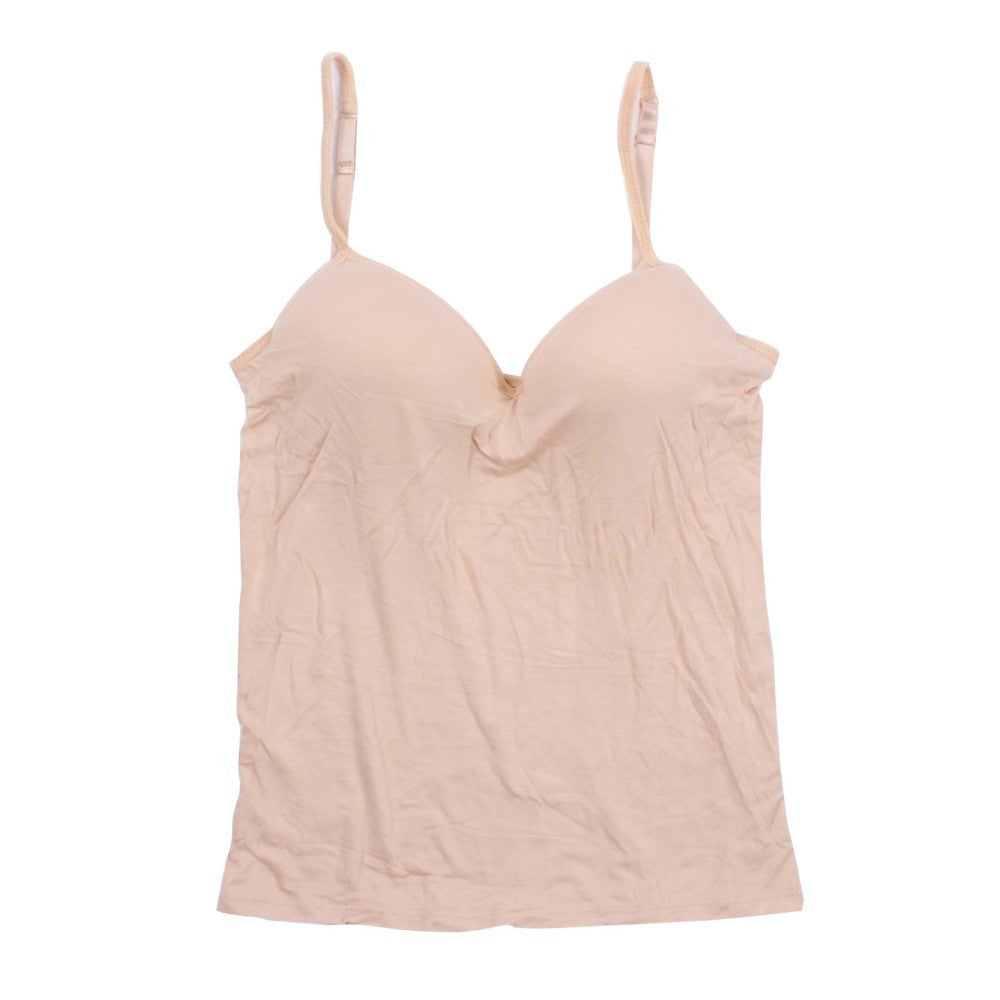Women Clothes Women Modal Adjustable Strap Built In Bra Padded Self Mold Bra Tank Tops Crop Top Shirt
