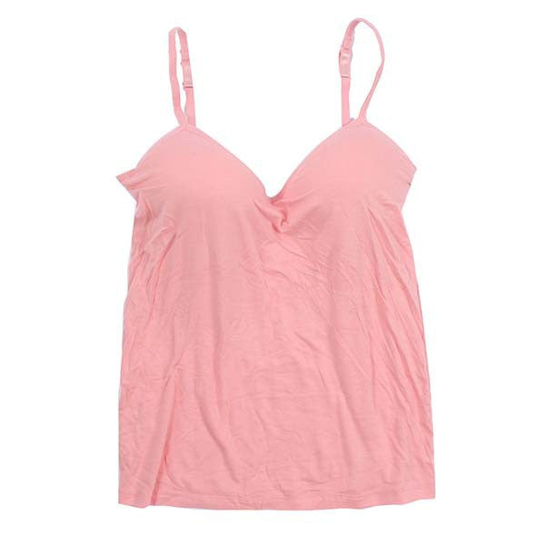 Women Clothes Women Modal Adjustable Strap Built In Bra Padded Self Mold Bra Tank Tops Crop Top Shirt