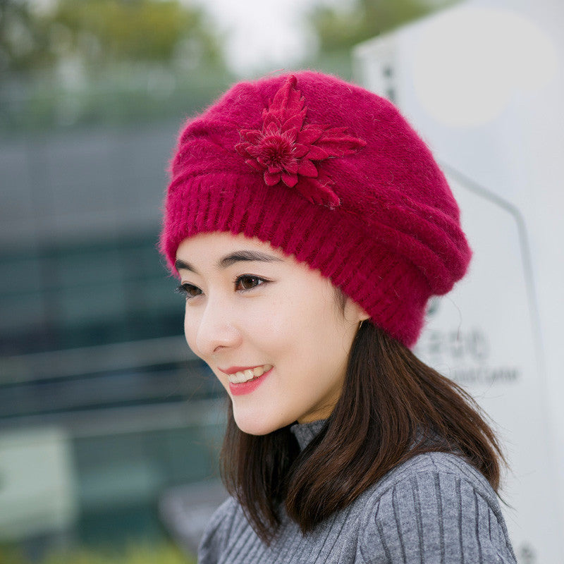 Online discount shop Australia - Hats for women beanie mom's cap solid beret Rabbit hair