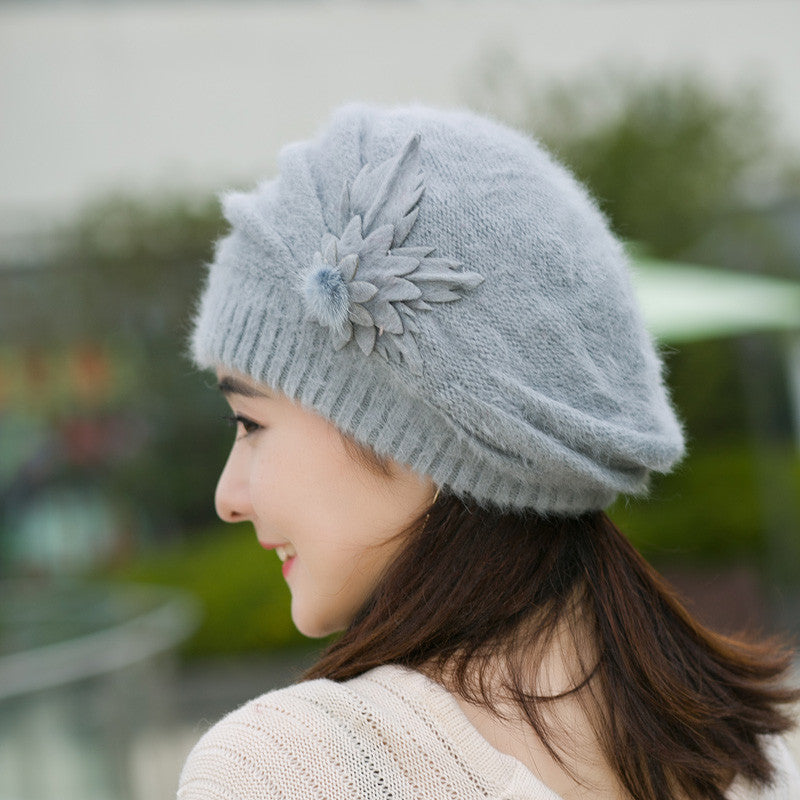 Online discount shop Australia - Hats for women beanie mom's cap solid beret Rabbit hair