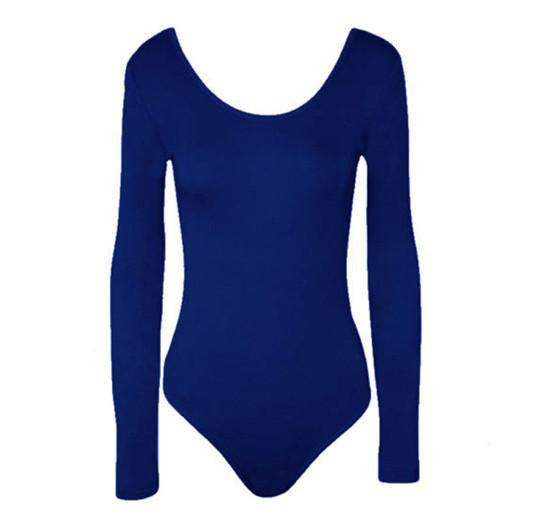 women shirts Crew Neck Long Sleeve Open Crotch Bodysuit Basic Solid Color Body Shirt Women C218
