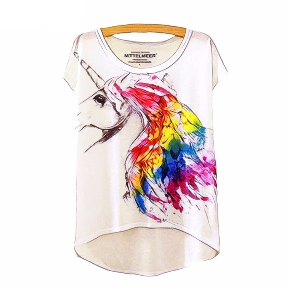 Online discount shop Australia - Cotton t Shirt Women Short Sleeve kawaii tshirt o-neck harajuku loose Magic llicorne Unicorn