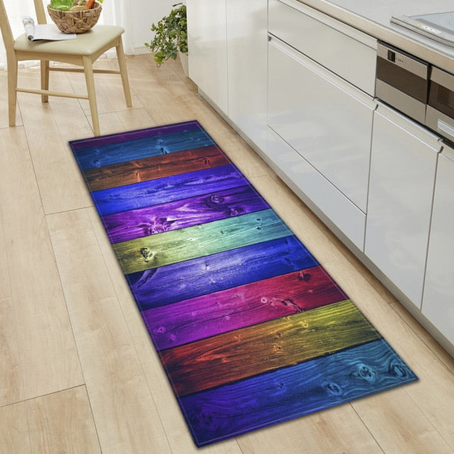 Kitchen Mat Bedroom Living Room Carpet Entrance Doormat Home  Hallway Balcony Floor Mat Wood Pattern Bathroom Anti-Slip Long Rug