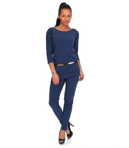 Women's Rompers Womens Jumpsuit O Neck Long Sleeve Overalls Jumpsuit Casual Full Bodysuit No Belt
