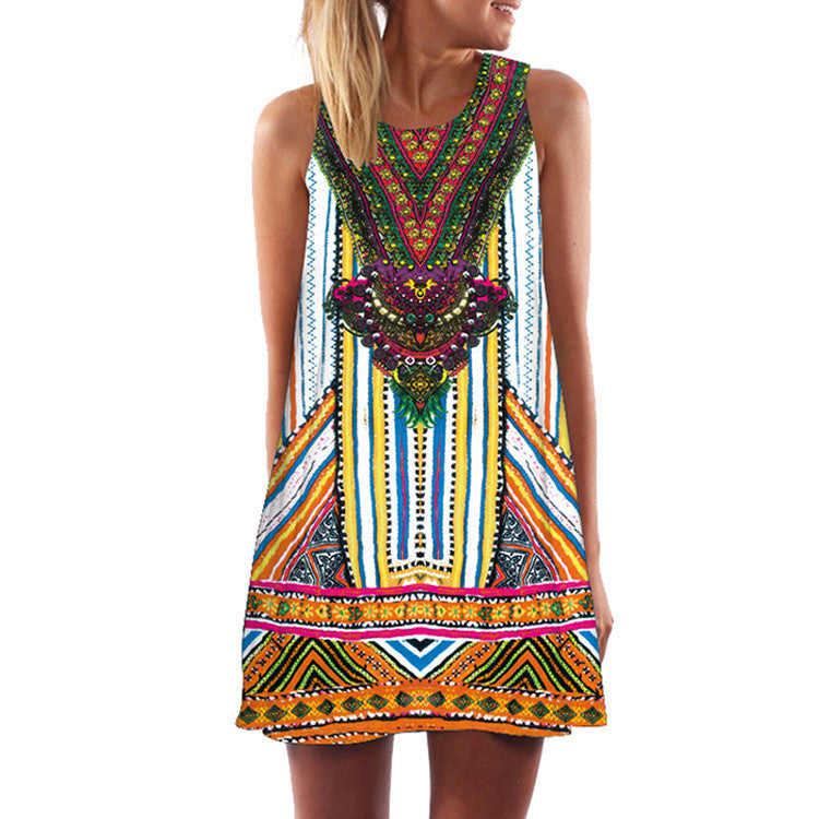 Online discount shop Australia - 2016 Summer Dress Women Print Vintage Hippie Women Beach Dress Dashiki Loose Boho Women Clothing Sundresses Vestidos