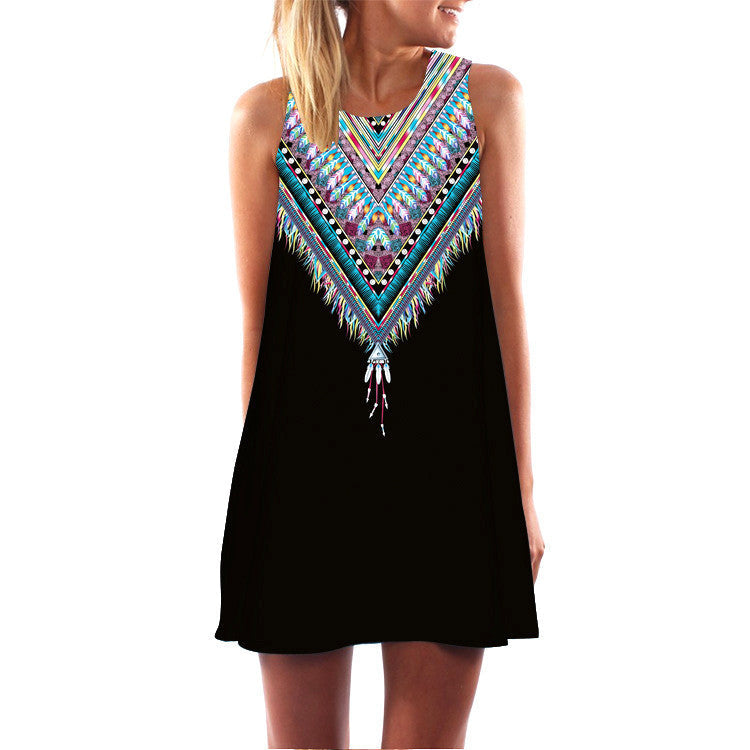 Online discount shop Australia - 2016 Summer Dress Women Print Vintage Hippie Women Beach Dress Dashiki Loose Boho Women Clothing Sundresses Vestidos