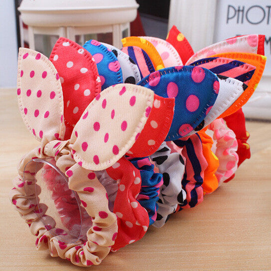 Online discount shop Australia - 10Pcs/lot Fashion Girls Hair Band Mix Styles Polka Dot Bow Rabbit Ears Elastic Hair Rope Ponytail Holder