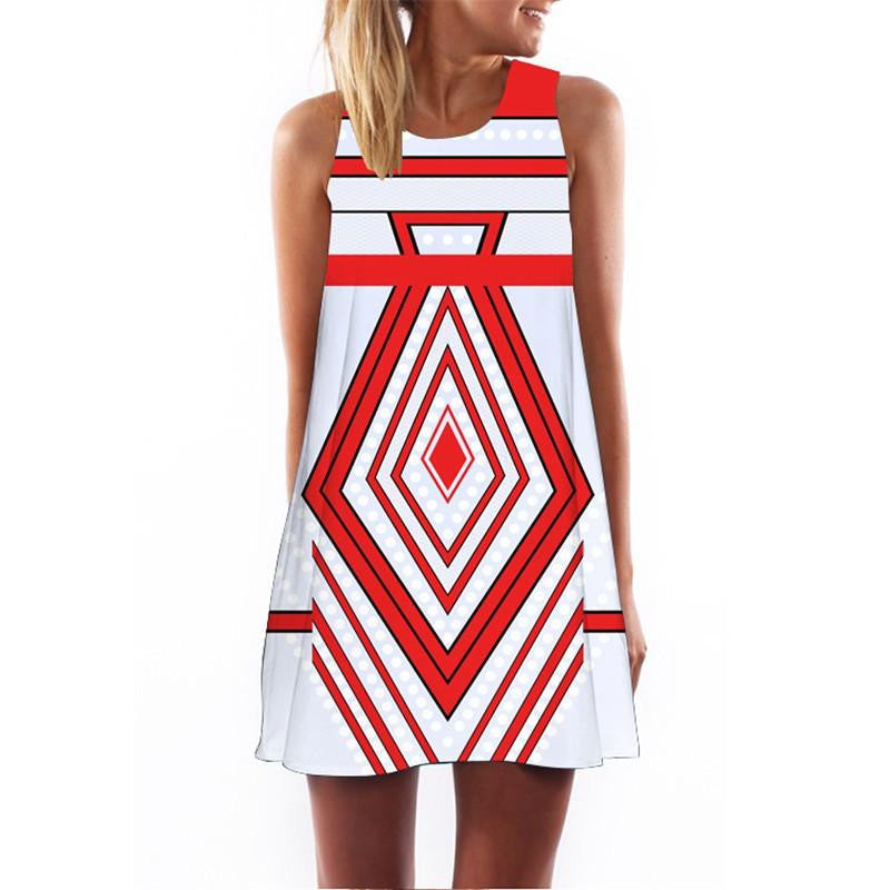 Women Dress 3D Print Vintage Hippie Summer Beach Dress Dashiki Loose Plus Size Women Clothing