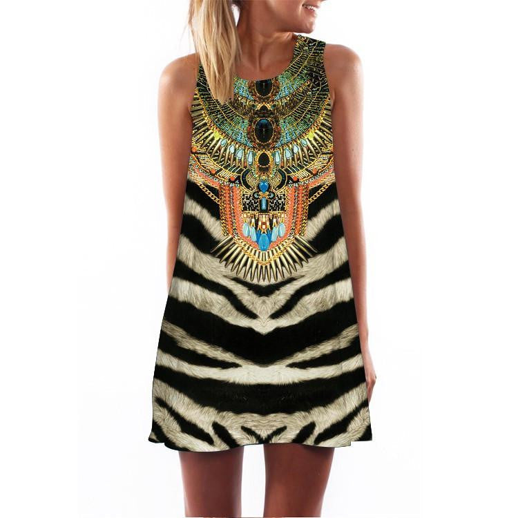 Women Dress 3D Print Vintage Hippie Summer Beach Dress Dashiki Loose Plus Size Women Clothing