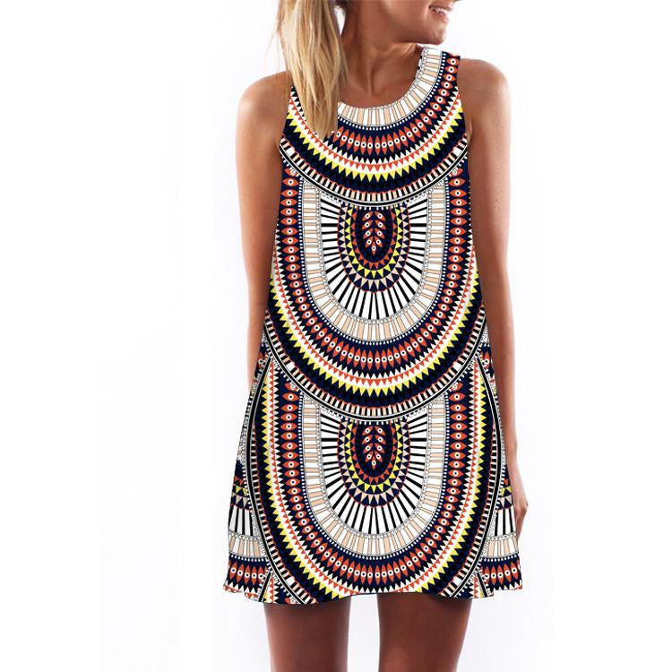 Women Dress 3D Print Vintage Hippie Summer Beach Dress Dashiki Loose Plus Size Women Clothing
